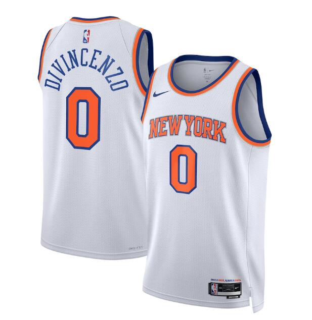 Men's New Yok Knicks #0 Donte DiVincenzo White Association Edition Swingman Stitched Basketball Jersey
